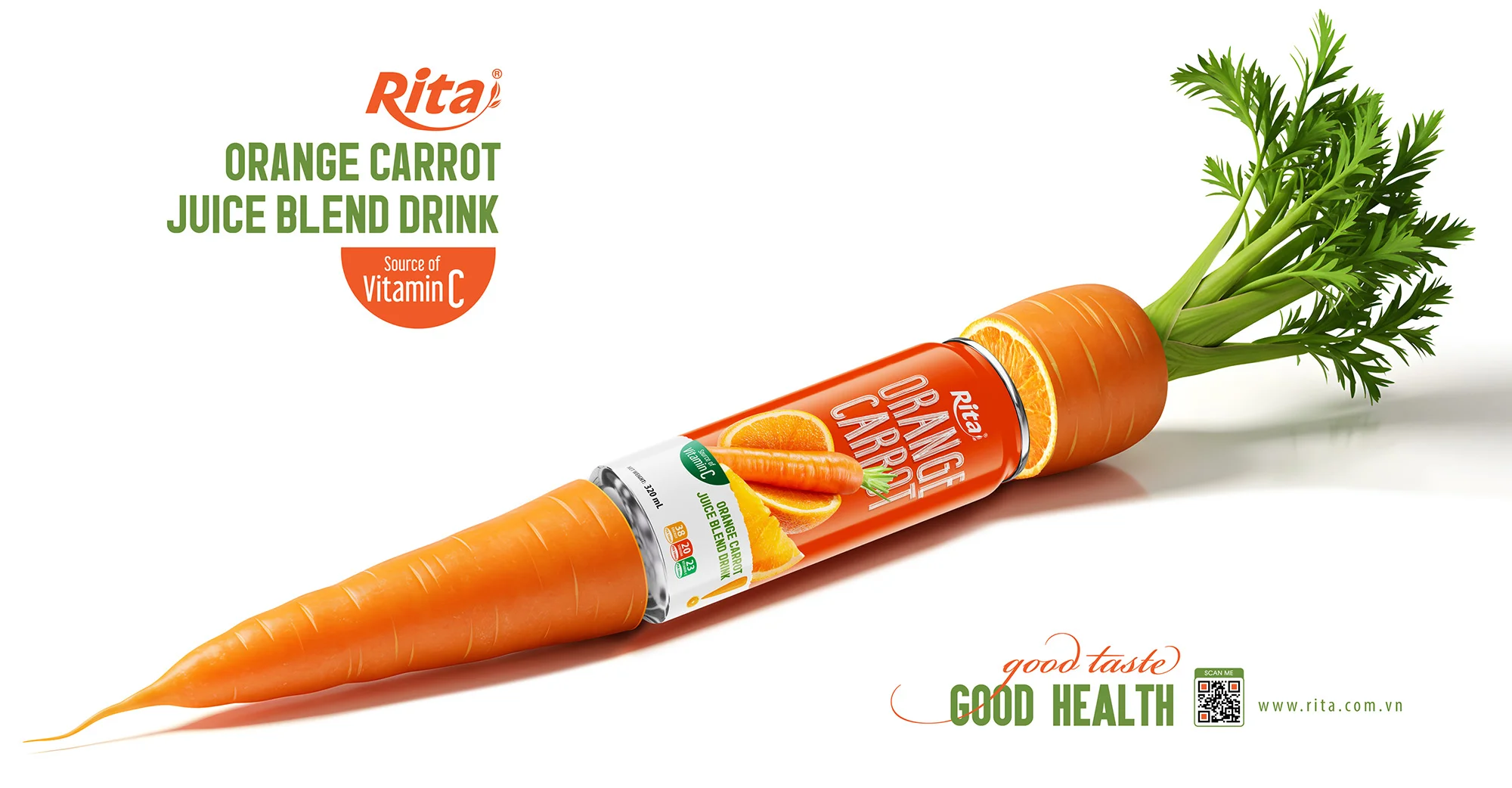 Design Orange Carrot blend juice drink 320ml can