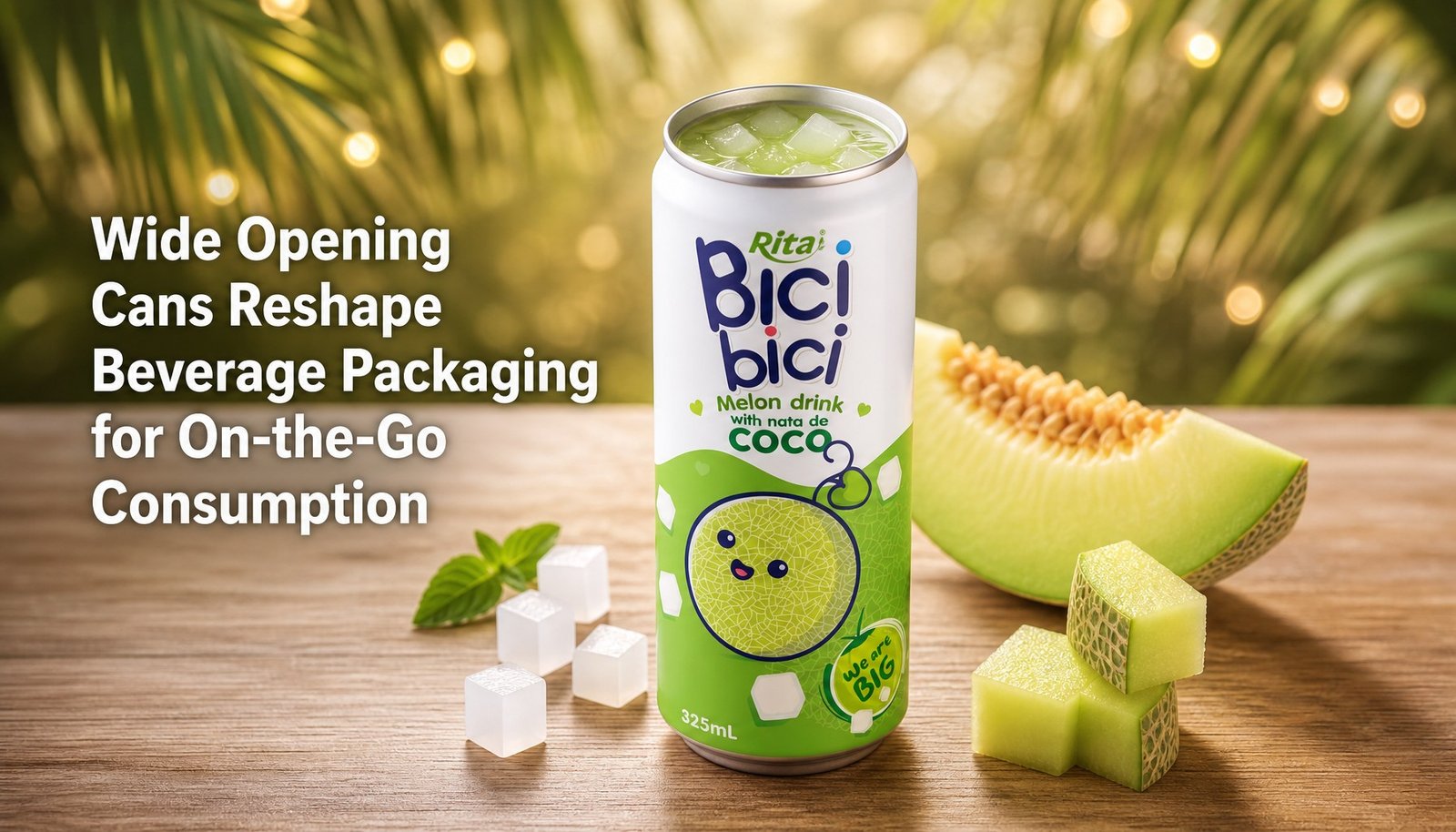 Melon fruit drink in a convenient wide-opening can