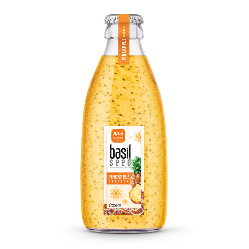 250ml glass bottle Basil seed drink 01