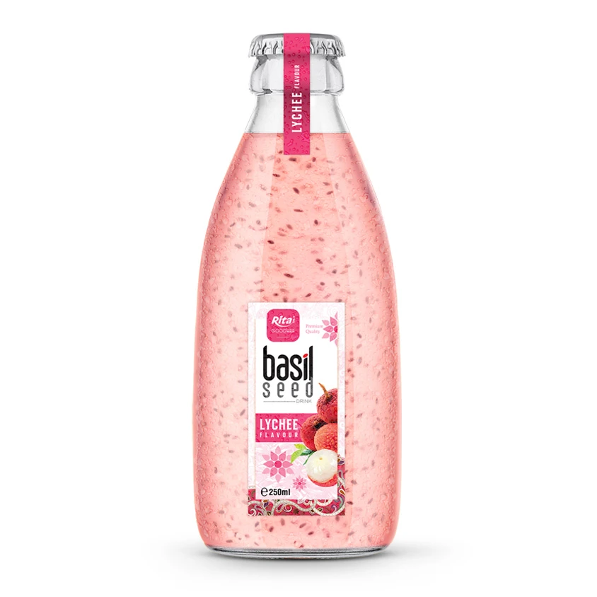 250ml glass bottle Basil seed drink 02