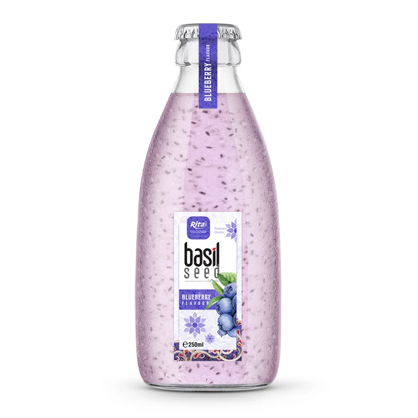 250ml glass bottle Basil seed drink 03