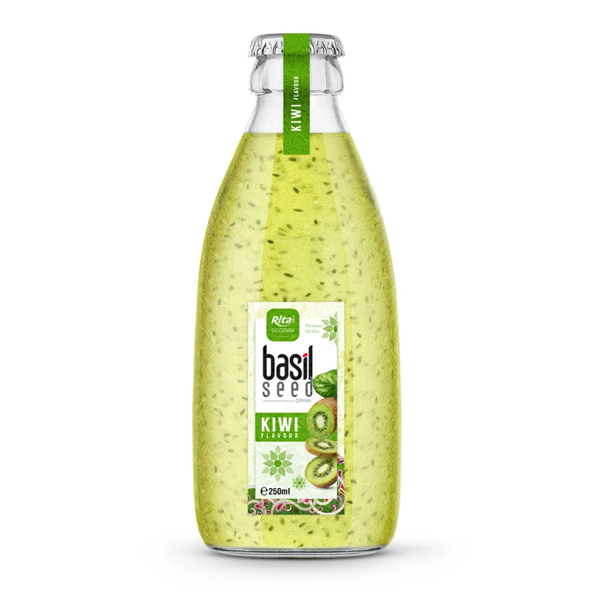 250ml glass bottle Basil seed drink 04