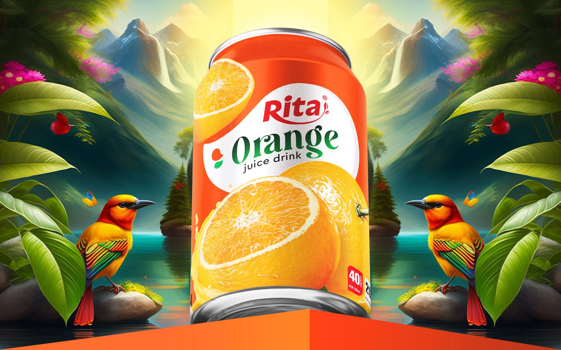 Poster Fresh Orange juice 330ml canned