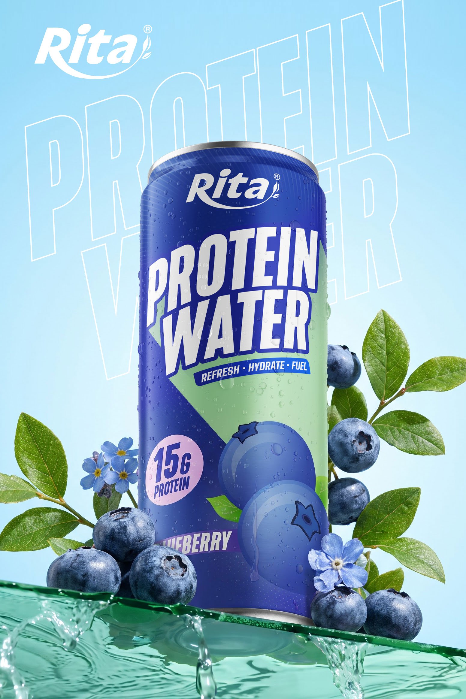 15G protein RITA protein water with blueberry Poster 1