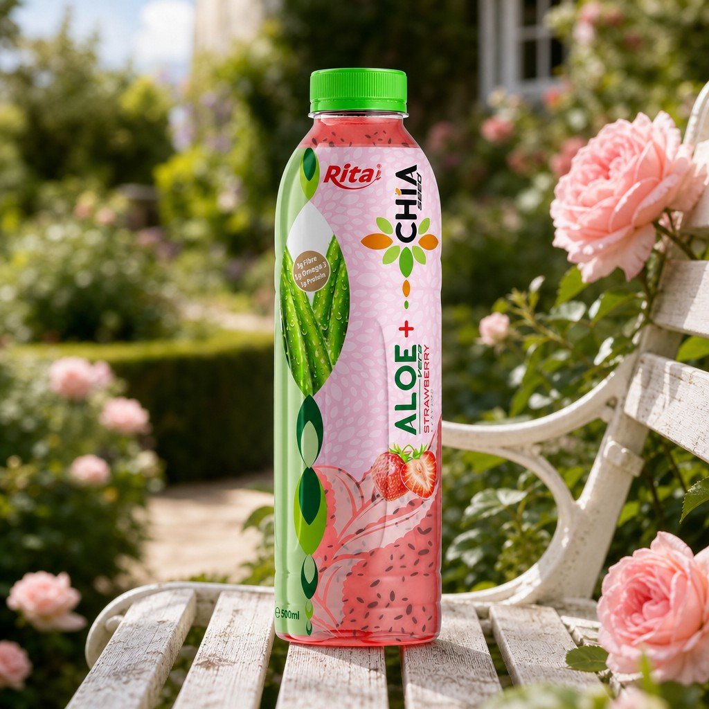 16.9 Fl Oz Rita Aloe Vera Drink with Chia Seed Strawberry Flavor PET Bottle - Product Image