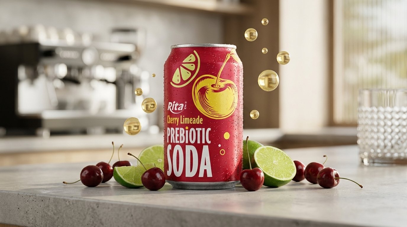 Cherry Limeade Prebiotic Soda 330ml short can Poster 1