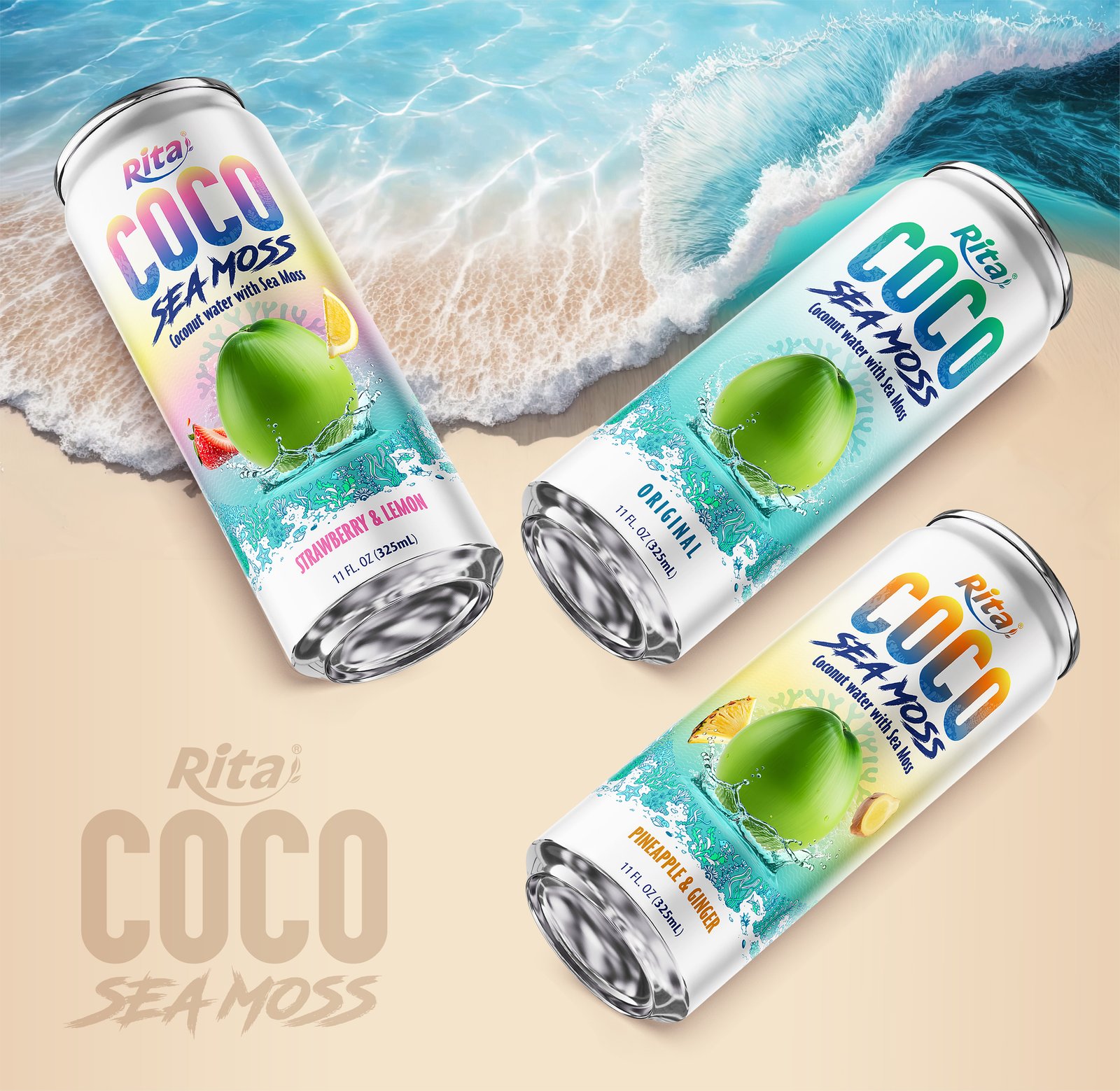 Coco Sea Moss Coconut water with sea moss 325ml sleek can Poster 1