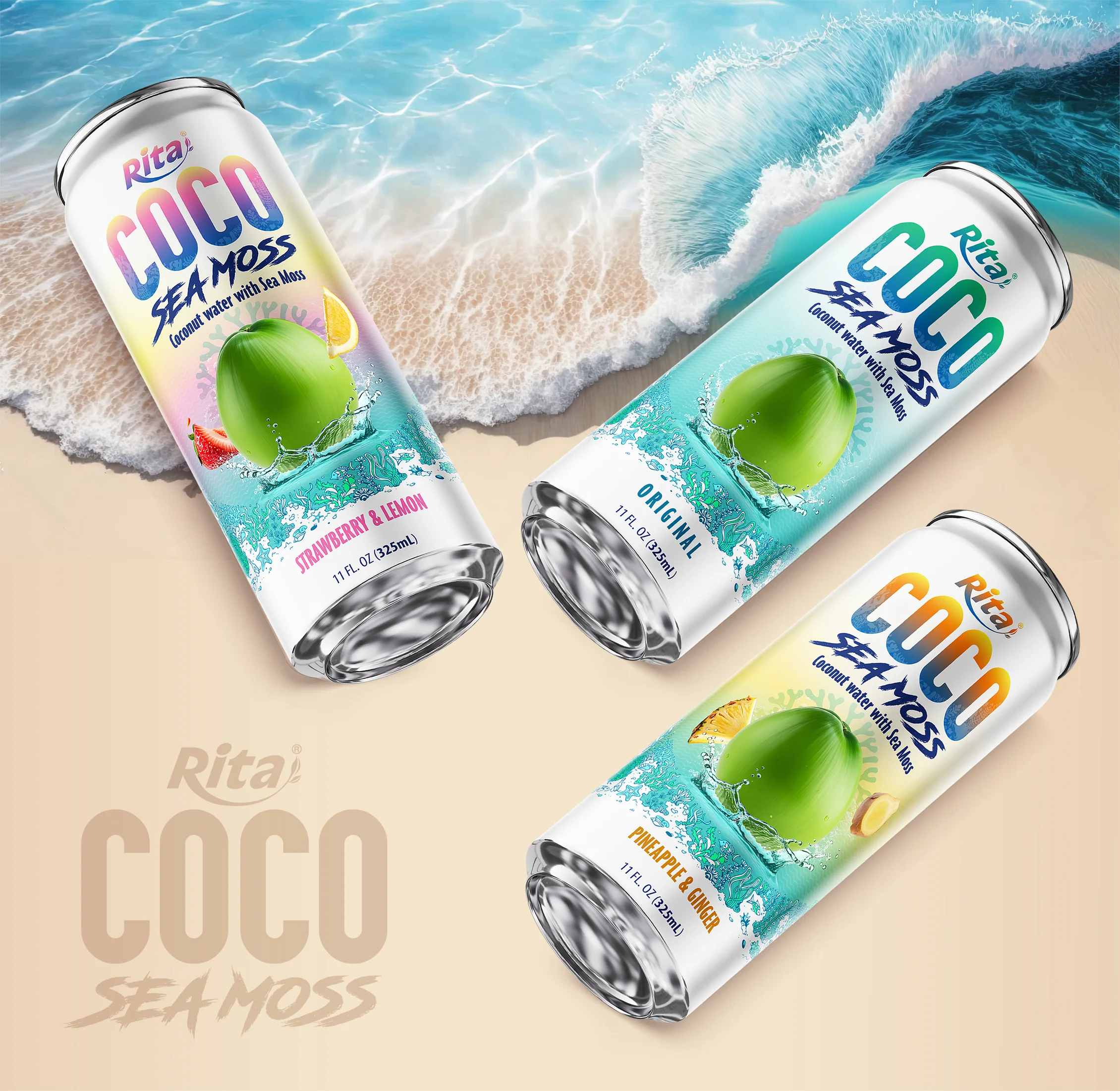 Coco Sea Moss Coconut water with sea moss 325ml sleek can Poster 1