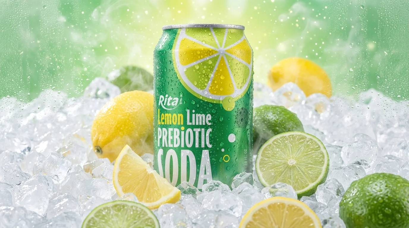 Lemon Lime Prebiotic Soda 330ml short can Poster 1