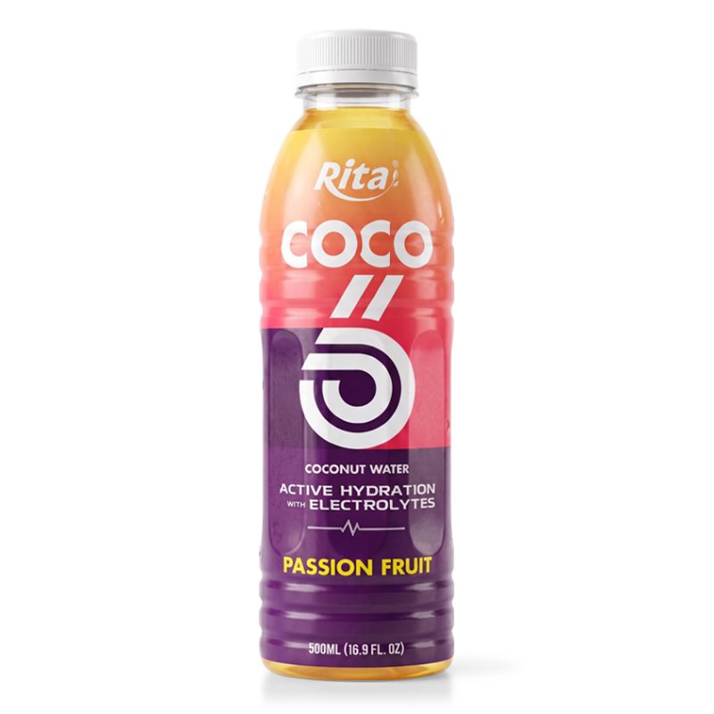 500ml Coconut Water with Electrolytes and Passion Fruit Flavor PET Bottle