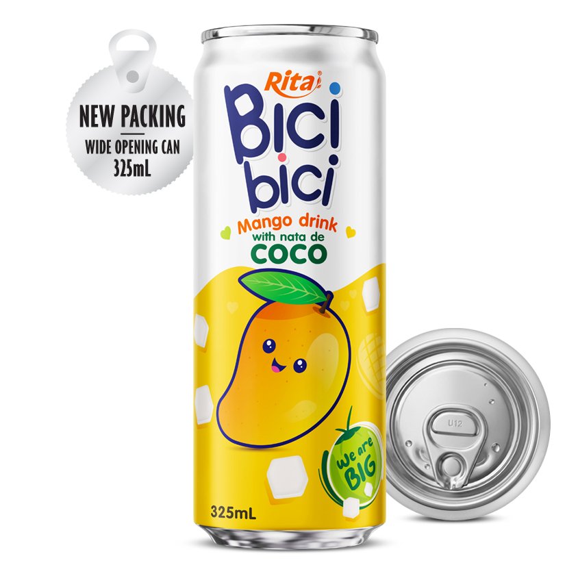 Bici Bici 325ml Mango Drink with Nata de Coco (Wide Opening Can)