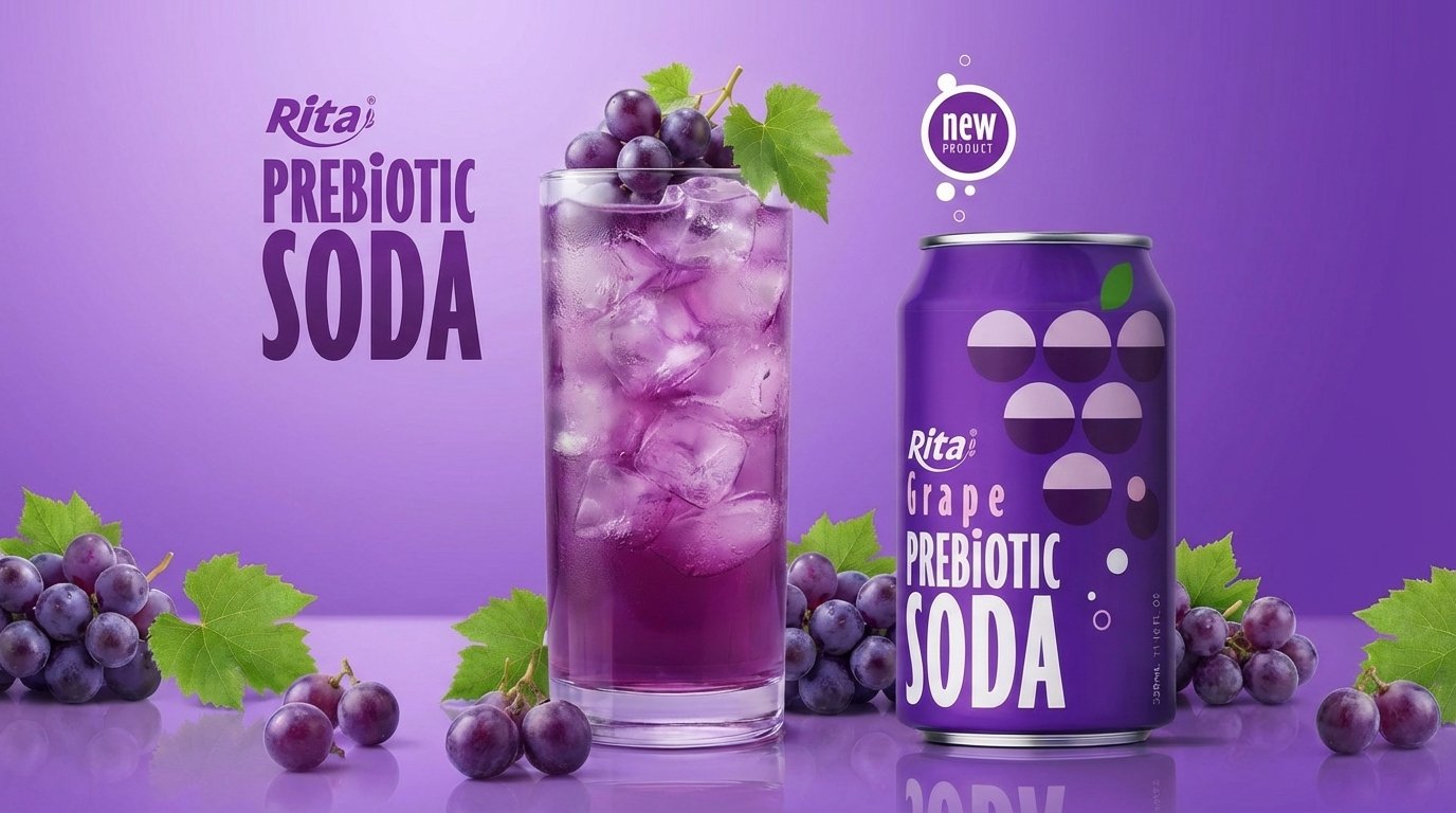 Grape Flavor Prebiotic Soda 330ml short can Poster 1