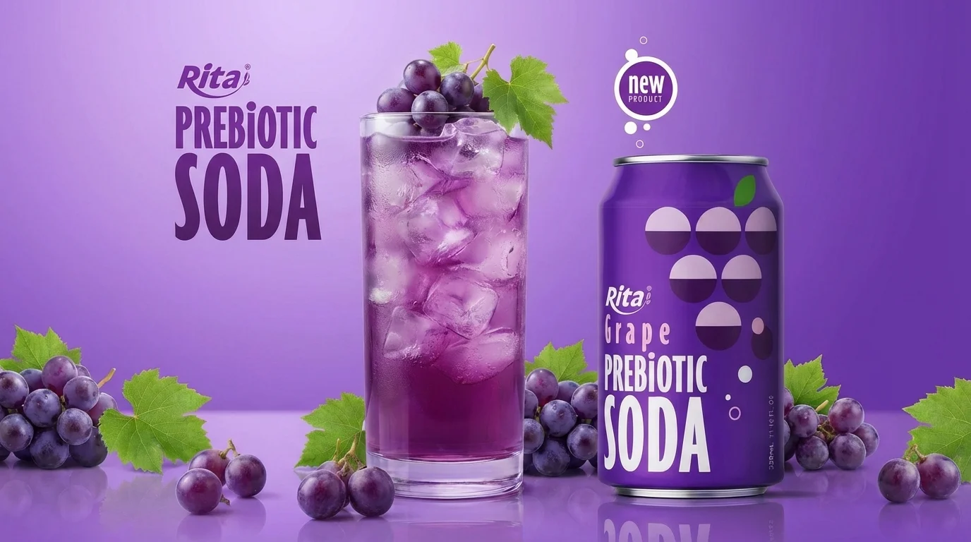 Grape Flavor Prebiotic Soda 330ml short can Poster 1