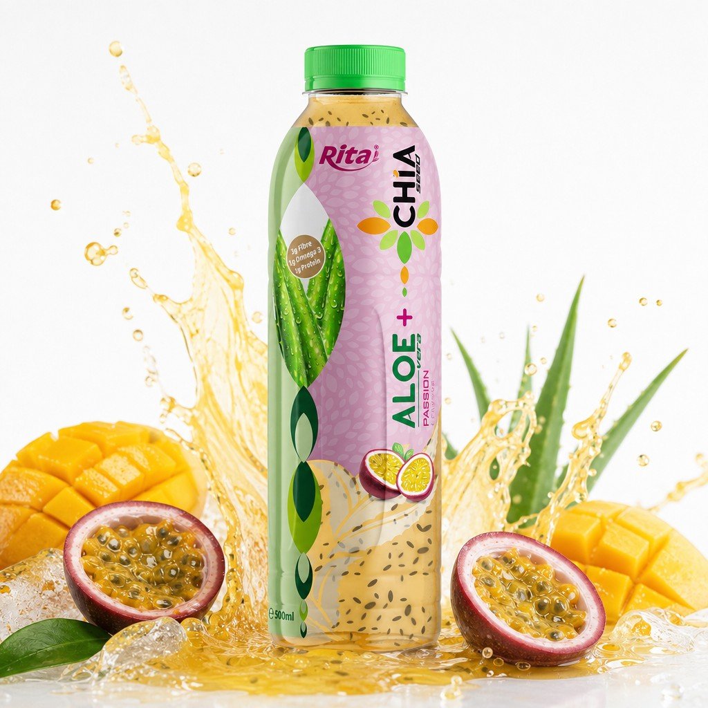 16.9 Fl Oz Rita Aloe Vera Drink with Chia Seed Passion Fruit Flavor PET Bottle - Product Image