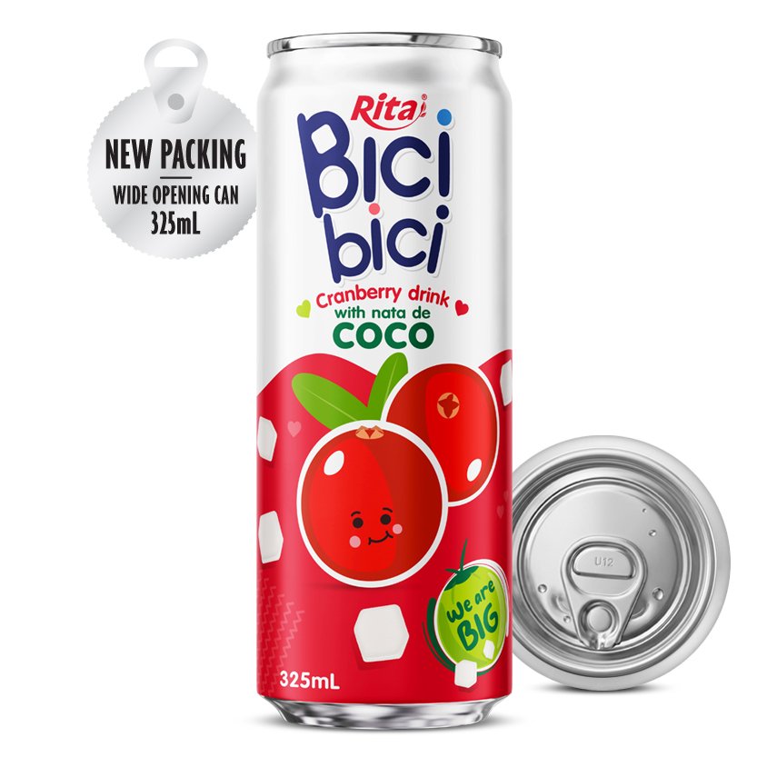 Bici Bici 325ml Cranberry Drink with Nata de Coco (Wide Opening Can)