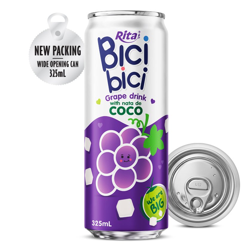 Bici Bici 325ml Grape Drink with Nata de Coco (Wide Opening Can)