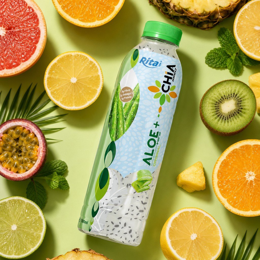 16.9 Fl Oz Rita Aloe Vera Drink with Chia Seed Original Flavor PET Bottle - Product Image