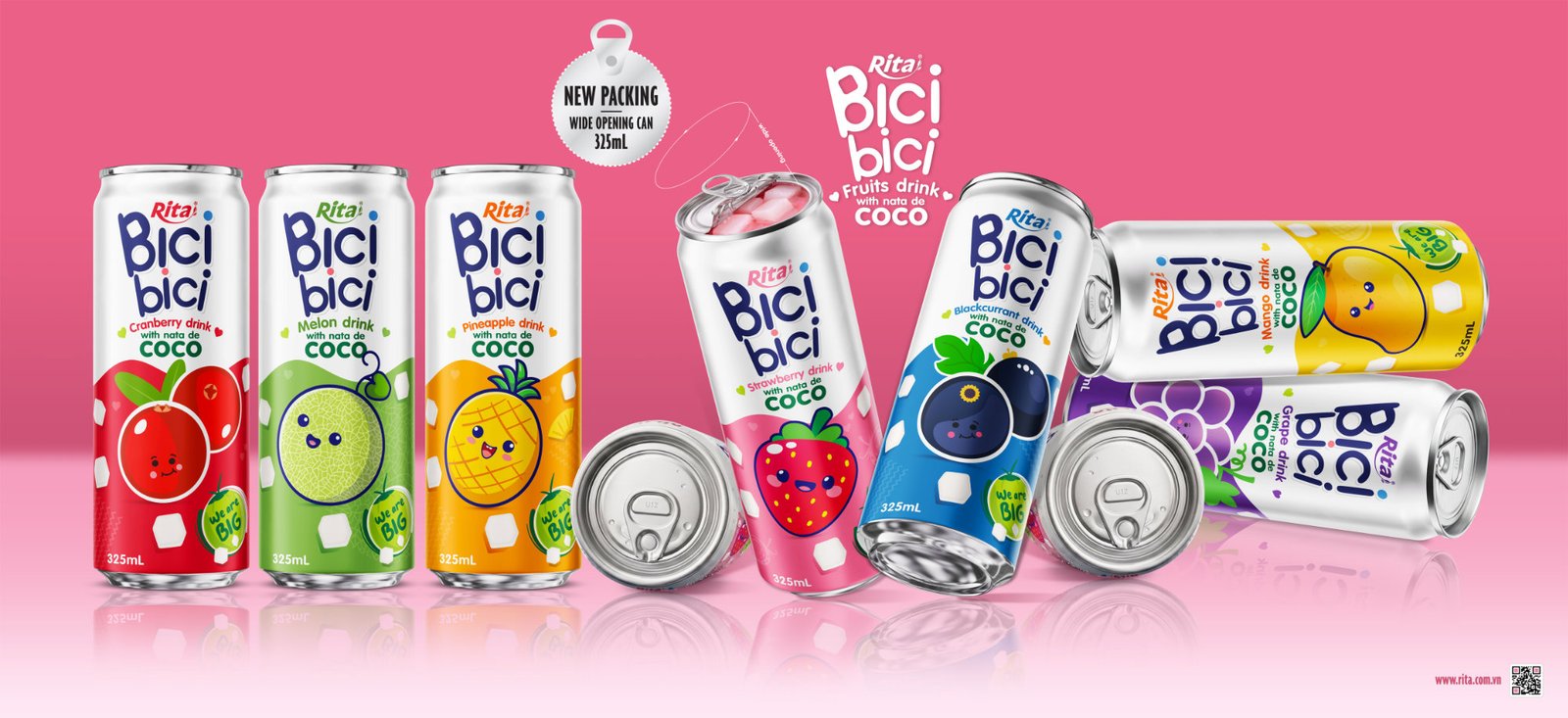 Bici Bici 325ml Melon drink with nata de Coco ( wide opening can) Poster 2