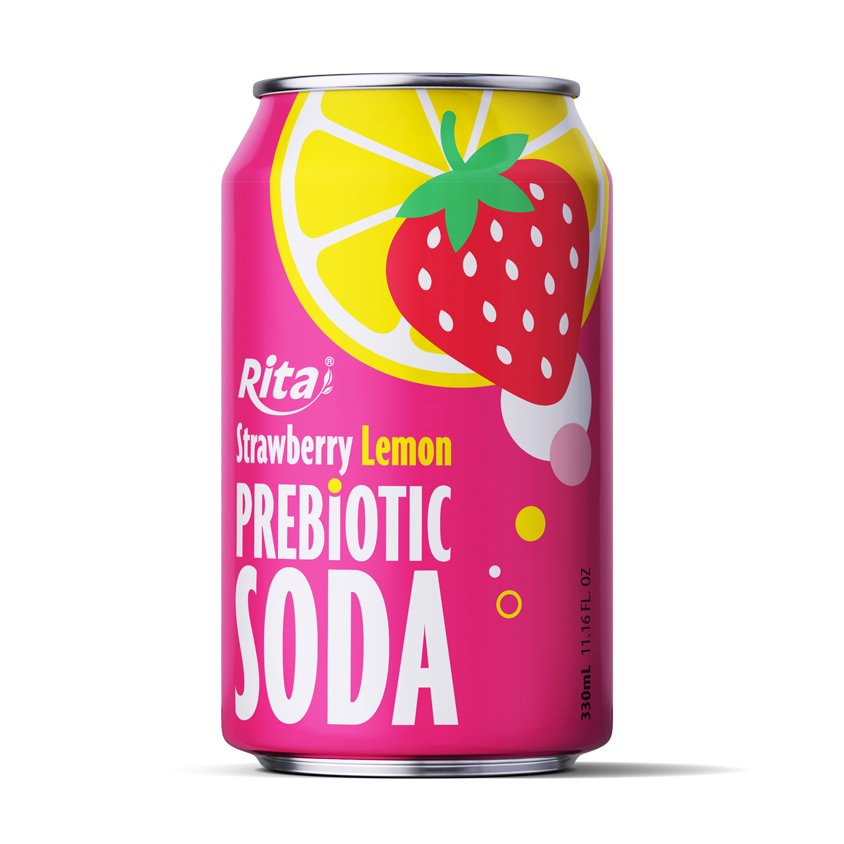 Strawberry Lemon Prebiotic Soda 330ml Short Can