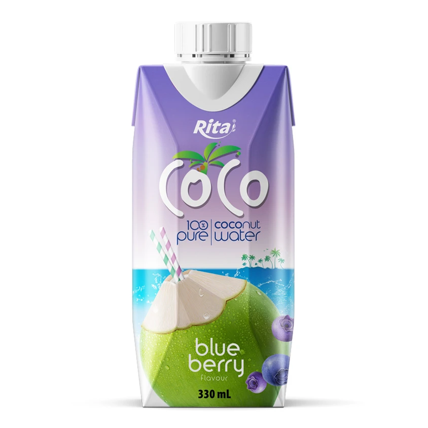 COCO 100% Pure Coconut Water With Blueberry Flavour 330ml Paper Box