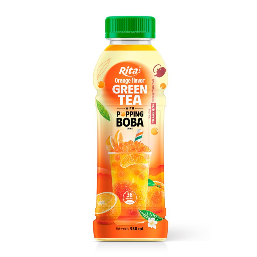 Tea Drinks: Rita Popping Boba Black Tea With Orange Flavor