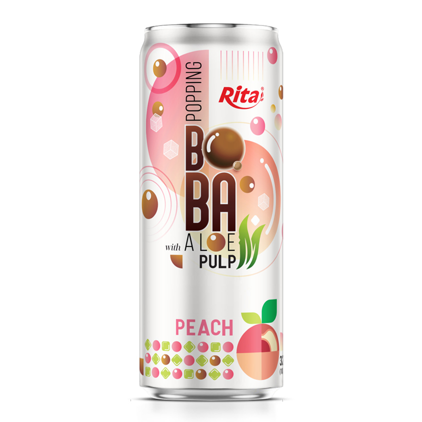 Hot Trending 320ml Sleek Can Peach Flavored Bubble Tea