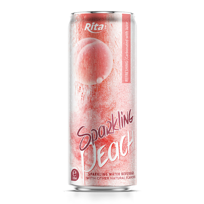 Supplier 320ml Sleek Can Sparkling Water Mix Peach Flavor