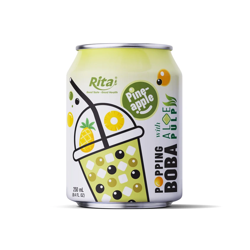Competitive Price 8.4 Fl Oz Cans Popping Boba Bubble Tea Mix Pineapple