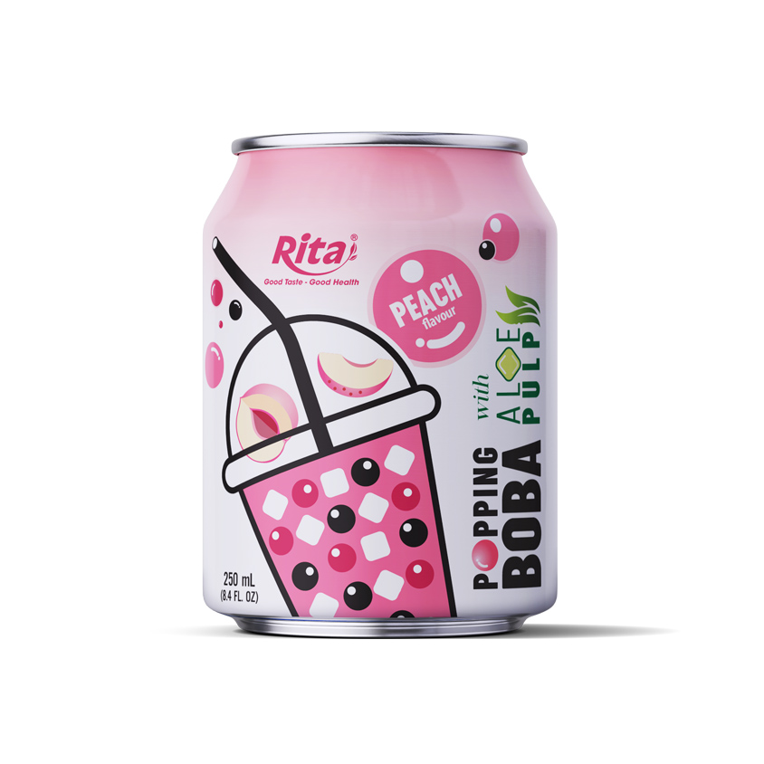 Hot Trending 8.4 Fl Oz Cans Popping Boba Bubble Tea Mix Peach